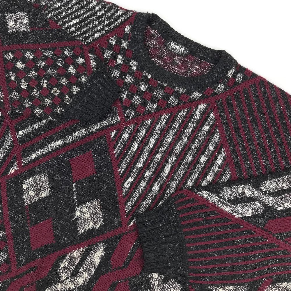 Vintage 80's Van Cort Geometric Retro Sweater Sz L